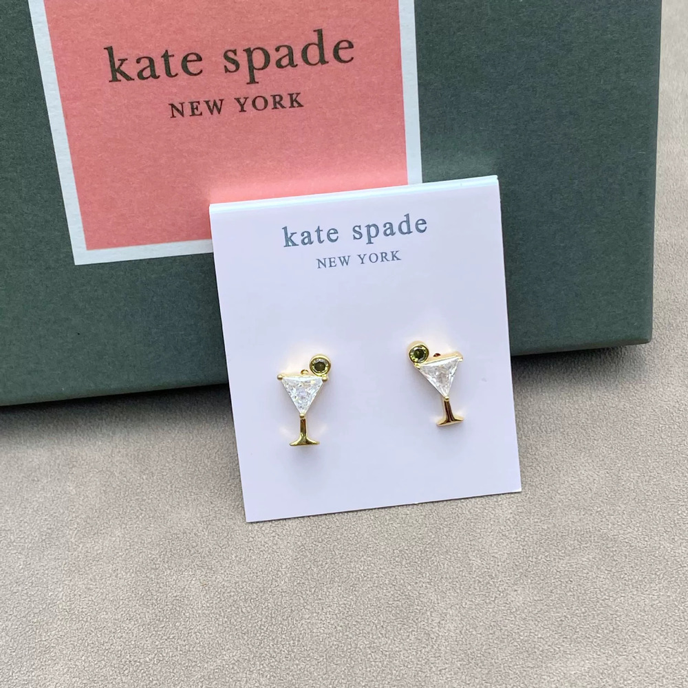 kate spade Cocktail Glass Shape Zircon Stud Earrings and Necklace Set